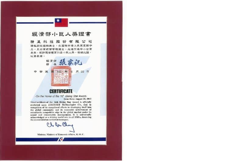 2013 Rising Star Award Certificate